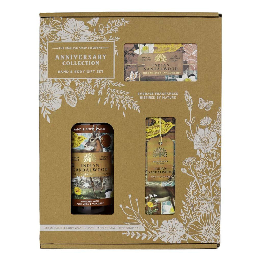 Indian Sandalwood Luxury Scented Vegan Cruelty Free Hand & Body Gift Set Box