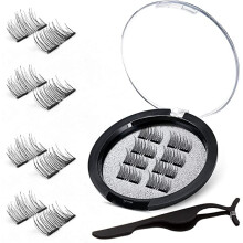 Vassoul Dual Magnetic Eyelashes, 0.2mm Ultra Thin Magnet, Light weight & Easy to Wear, Best 3D Reusable Eyelashes with Applicator (8 PC with Tweezers)