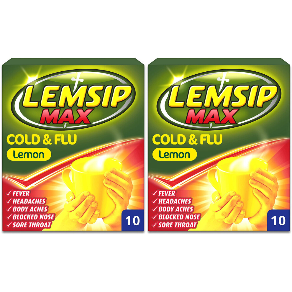 Lemsip Max Cold and Flu Lemon Sachets 10 Sachets x 2 Pack