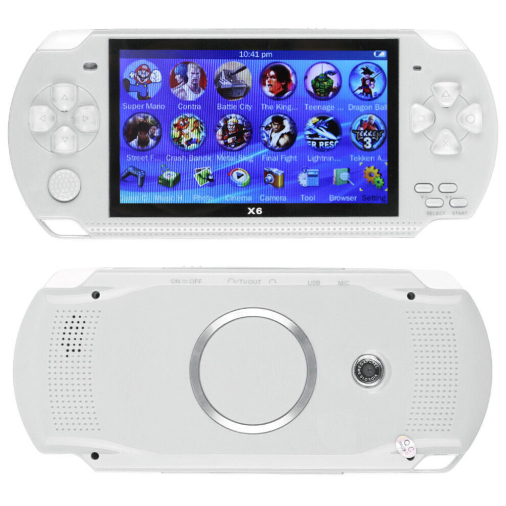 (White, 4 GB) 32 Bit 4.3 PSP Portable Handheld Game Console Player 10000+Games +Camera X6