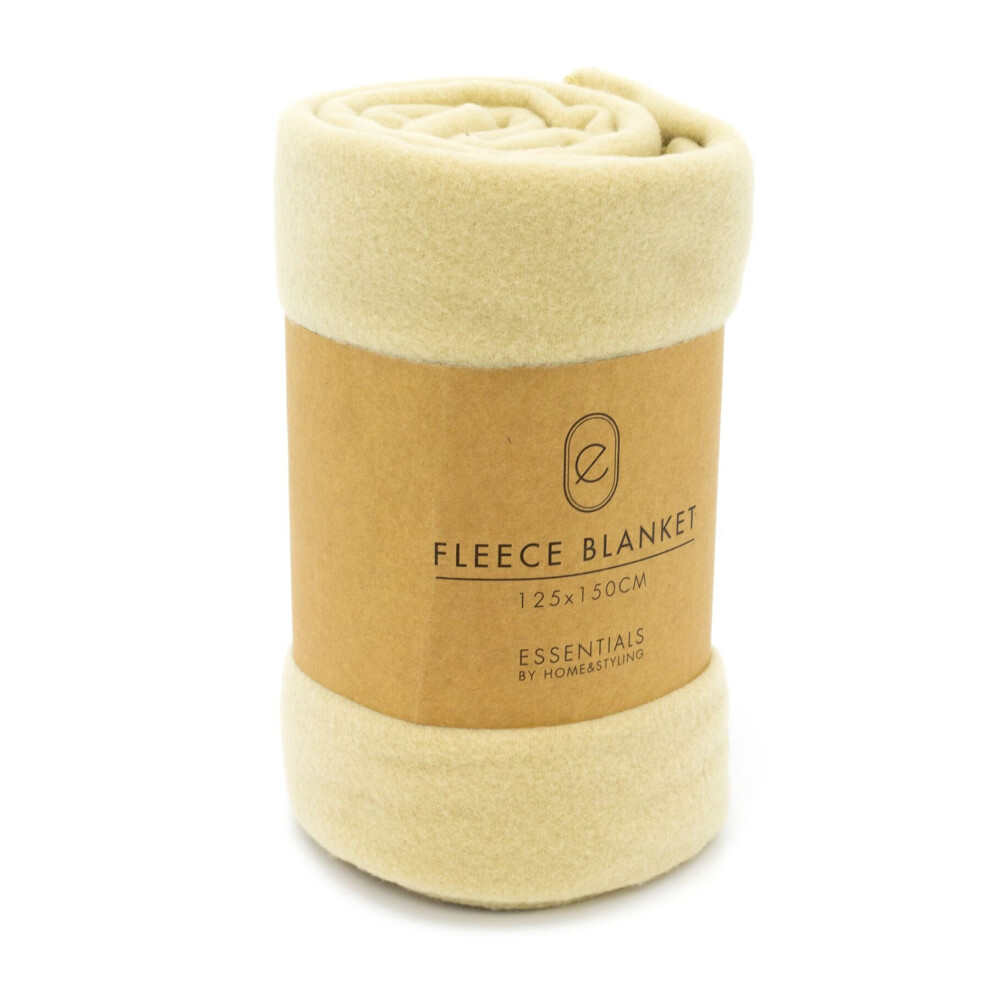 Beige Snug Throw Fleece Blanket | Super Soft Winter Fleece Plaid Throw Blanket | Sofa Blanket Throw Plush Bed Blanket 125 x 150cm