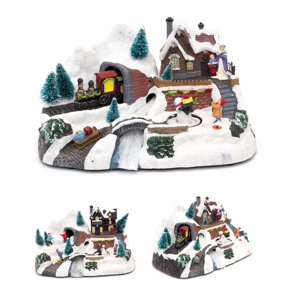Carousel Illuminated Christmas Scene With Movement Xmas Model Village | Up Led Animated Christmas Village Ornament | Design Varies One Supplied Light