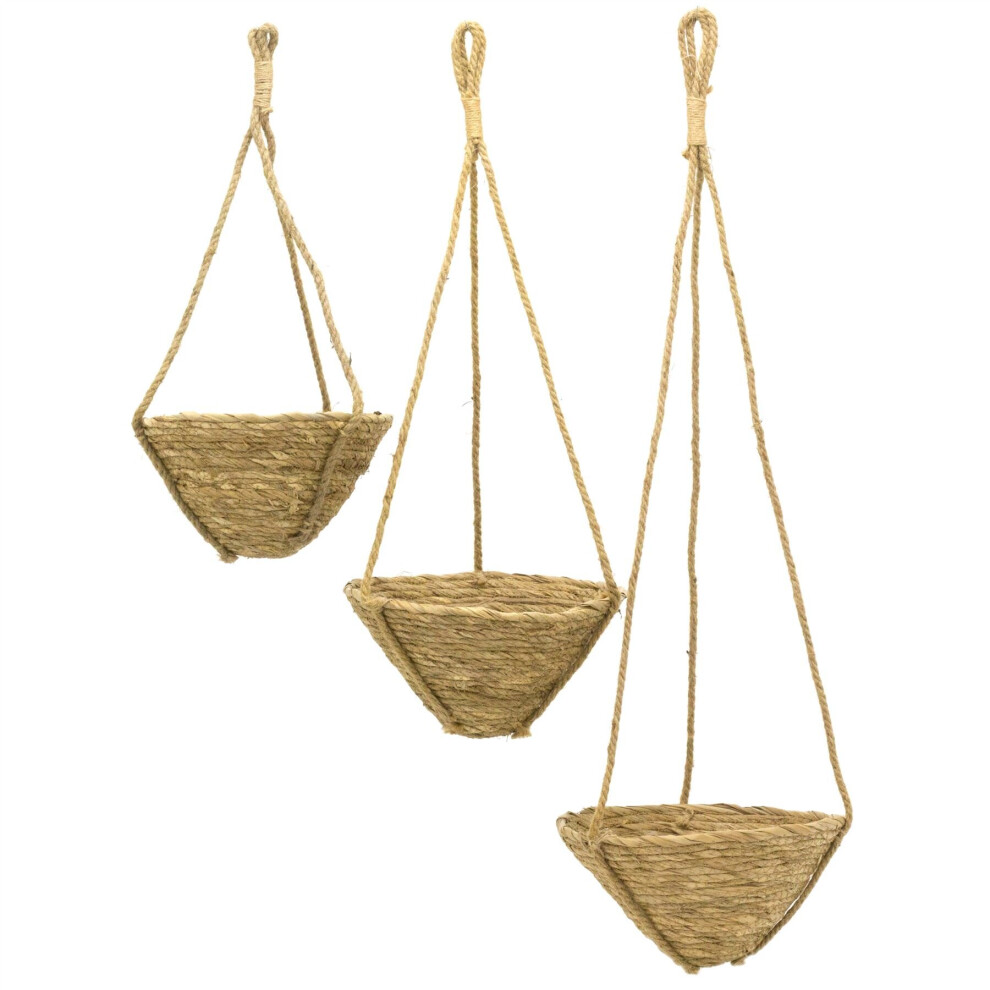 Carousel Set Of 3 Woven Hanging Planter Plant Pot | Indoor Hanging Plant Holder | Plant Hanger Hanging Basket