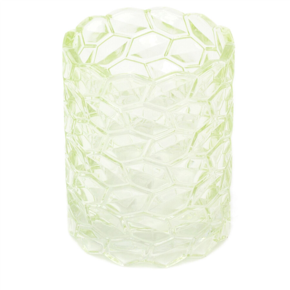 Carousel Summer Beehive Glass Pillar Candle Holder | Honeycomb Glass Candle Pot Tealight Holder | Beehive Candle Holder Bee Decoration - Green