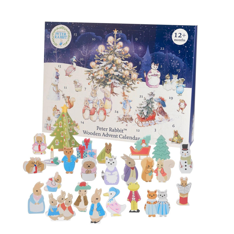 Carousel Children's Wooden Peter Rabbit Christmas Advent Calendar | Wood Advent Calendar Advent Calendar For Kids | Peter Rabbit Playset Advent Calendar