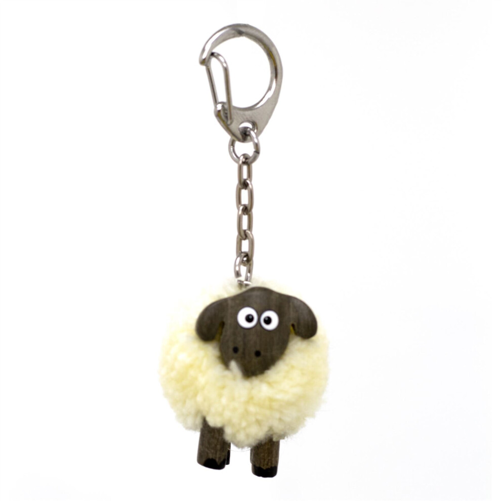 Carousel Home Adorable Pom Pom Mini White Sheep Key Ring | Cute Woolly Sheep Lamb Plush Keyring Pom Pom Bag Charm | Pompom Sheep Keychain