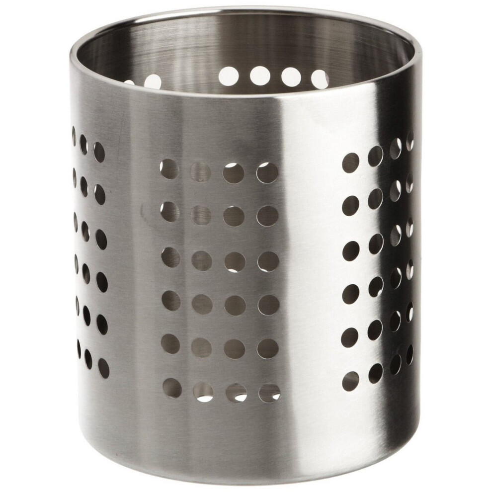 Stainless Steel Kitchen Cutlery Holder Pot 14cm | Kitchen Utensil Drying Rack Cutlery Caddy Case | Multi-Purpose Organiser for Silverware
