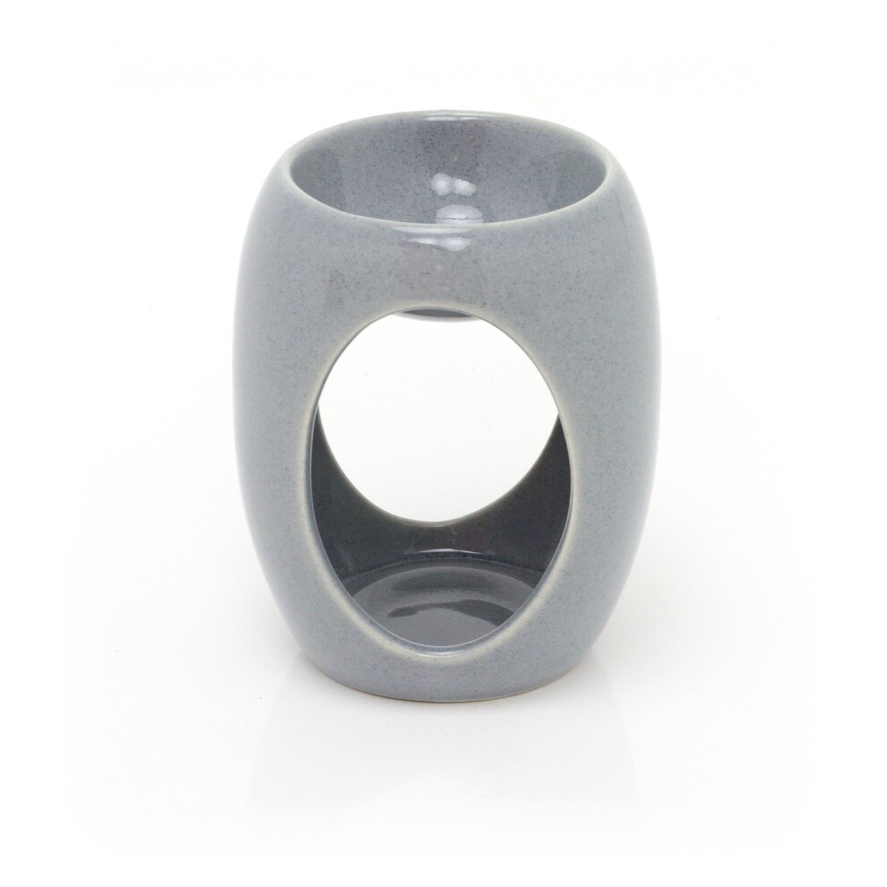 Carousel 10Cm Ceramic Wax Melt Burner Fragrance Oil Burner | Essential Oil Diffuser Tealight Candle Holder | Aroma Lamp Candle Diffuser Grey