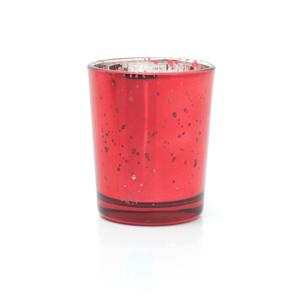 Carousel Speckled Tealight Holder | Mercury Effect Glass Tealight Holder | Glass Candle Holder Candle Pot Red