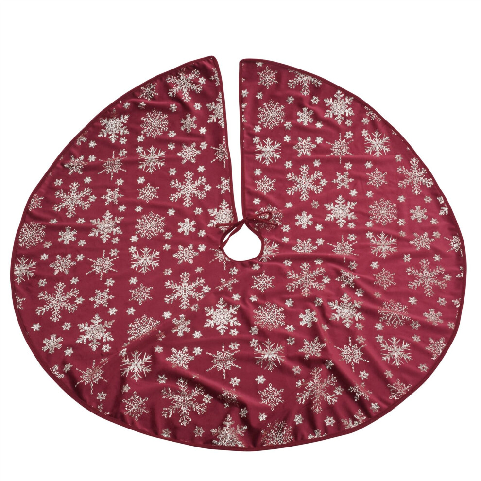 95cm Christmas Tree Skirt Christmas Tree Base Cover | Xmas Tree Fabric Tree Skirt | Cover For Christmas Tree Base - Red Tree Skirt-image-OPC-PB676RY-NEW