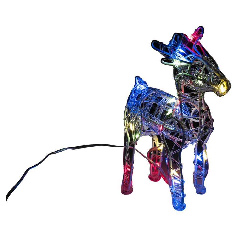 (Standing) 20 Coloured LED 20cm Christmas Reindeer Decoration