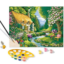 Ravensburger CreArt River Cottage Numbers for Adults and Kids Age 12 Years Up - Painting Arts and Crafts Set - Home Decor Accessories