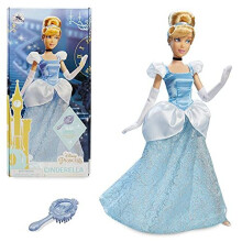 Disney Store Officiële Prinses Klassieke Pop (Assepoester), 11 Inch, Inclusief Borstel met Vormdetails, Volledig Beweegbare Speelgoed