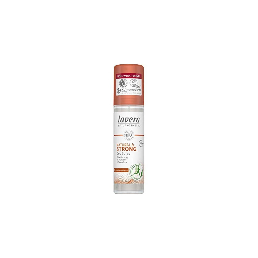 Lavera Natural & Strong Deodorant Spray 48+ H Vegan Natural Cosmetics Organic Ginseng & Natural Minerals Re Protection For Sensitive Underar