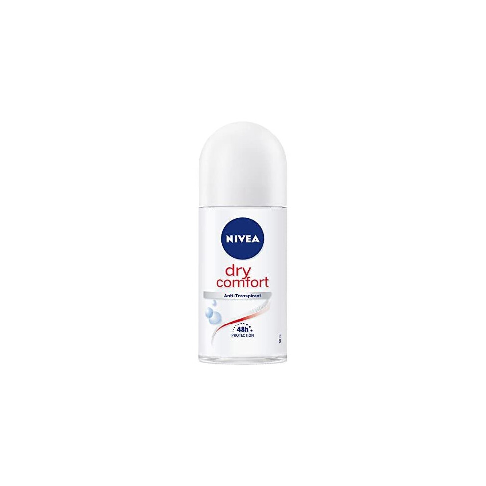 New Nivea Dry Comfort Roll-On Deodorant In Pack Of 6 (6 X 50 Ml), Antiperspirant Stick For Any Everyday Situation, Deodorant With 48-Hour Protec