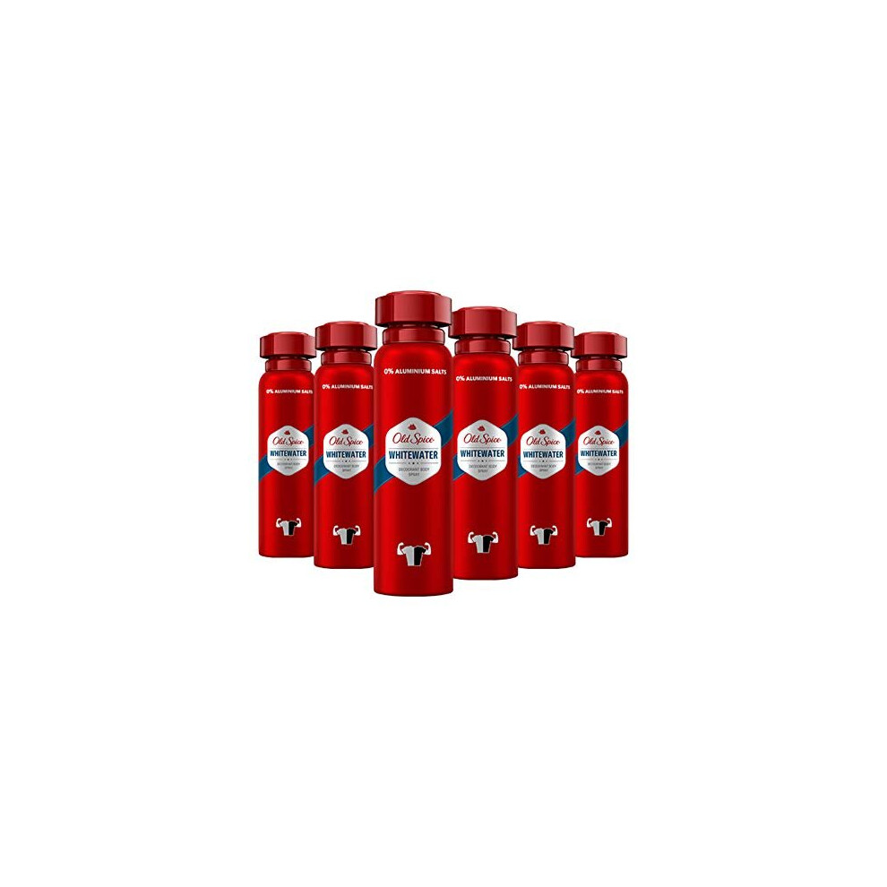 Old Spice Whitewater Deodorant Body Spray | Pack of 6 (6 x 150 ml) | Deodorant Spray Without Aluminium for Men | Men's Deodorant with Long-l