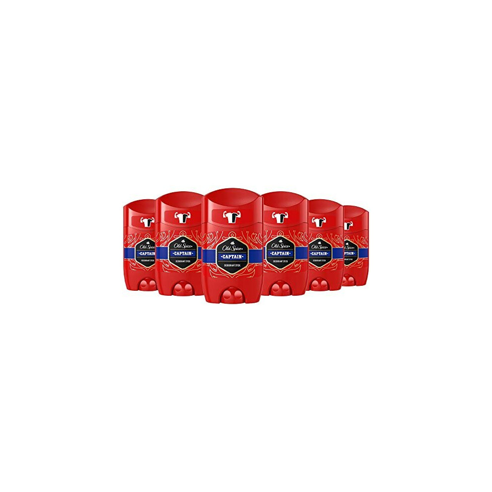 Old Spice Captain Deodorant Stick for Men 50 ml, Pack of 6