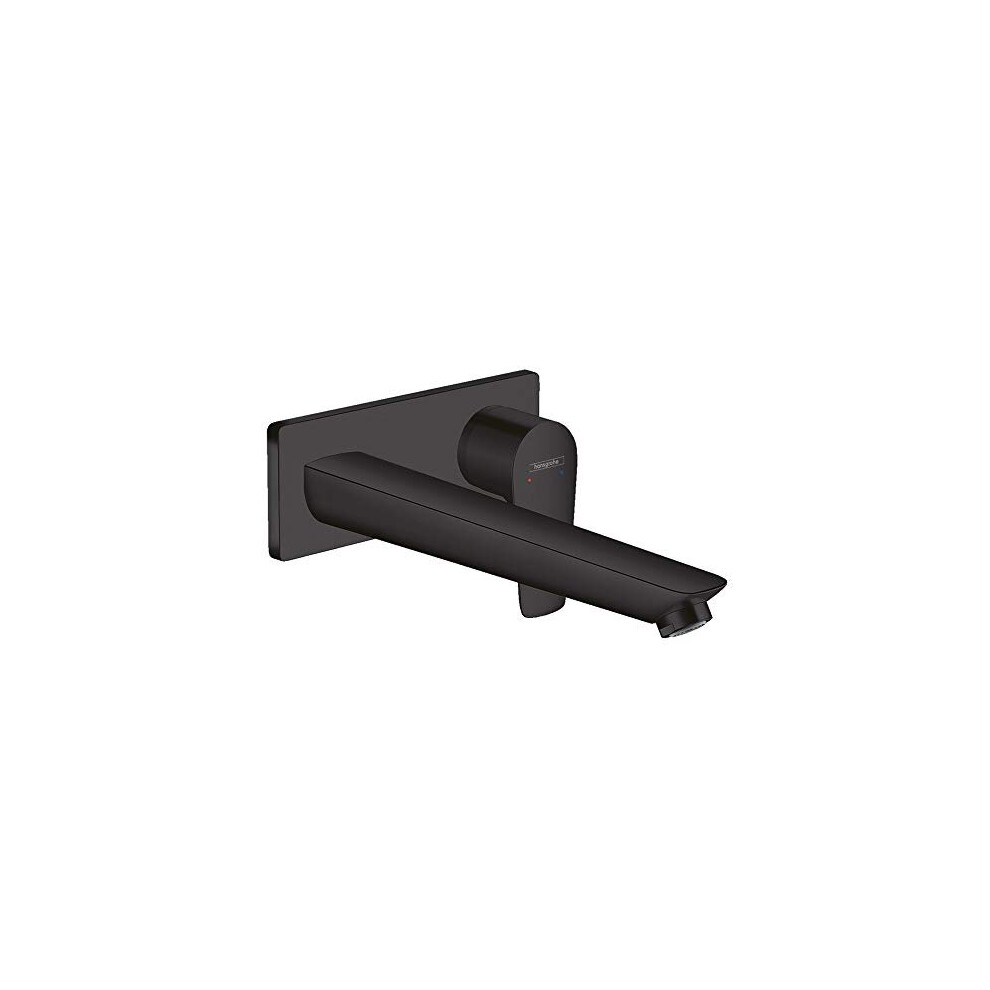 hansgrohe Talis E Wall-mounted Basin Mixer tap, Spout length 225 mm, Matt Black, 71734670