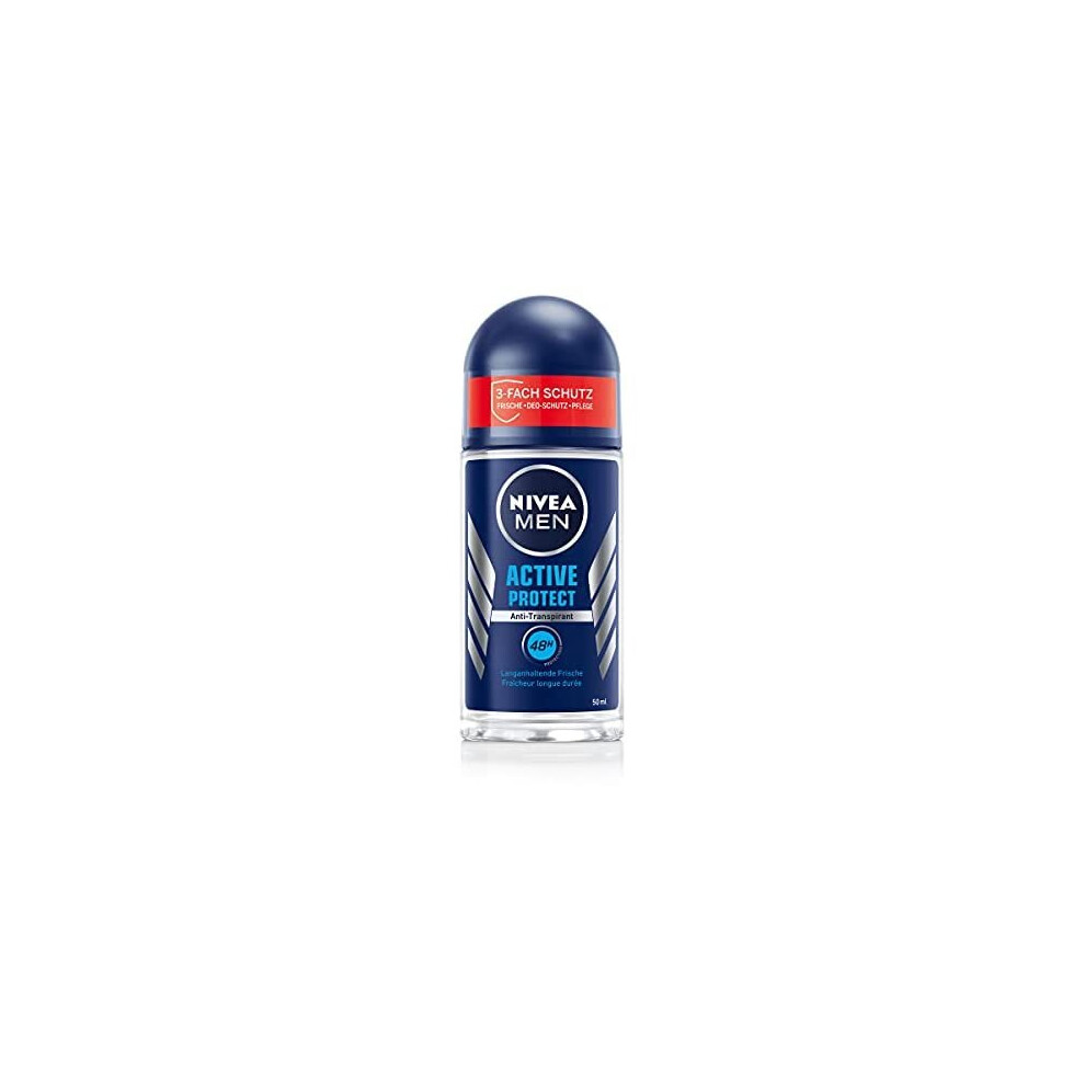 NIVEA MEN Active Protect roll-on deodorant (50 ml), antiperspirant for 48 hours protection against sweat, deodorant with valuable sea extrac