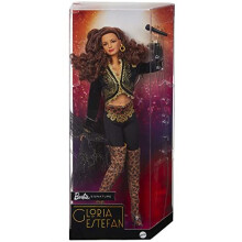 Barbie Signature Gloria Estefan Puppe in Gold und Schwarz mit Mikrofon, Geschenk für Sammler
