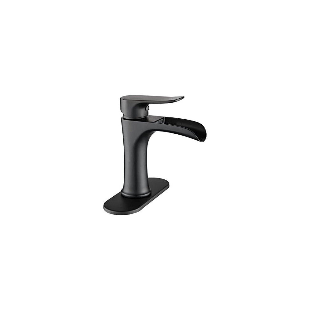 Robinet de salle de bain noir mat Yundoom Robinet de lavabo de salle de bain Robinet de salle de bain cascade Robinet de salle de bain     trou uni