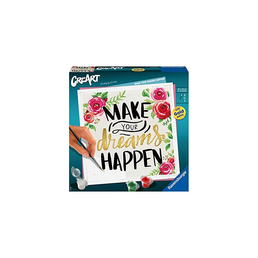 Ravensburger CreArt Make Your Dreams Happen Paint by Numbers for Adults 12 Years Up - Painting Arts and Crafts Set - Home Decor Accessories