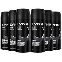 Lynx Black Deodorant Body Spray, 150 ml, Pack of 6