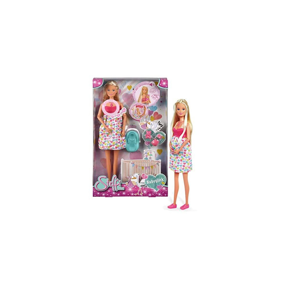 Simba Steffi Love 105733480 Baby Happiness, Pregnant Doll With Baby And Great Sounds, Baby Accessories And Baby Seat