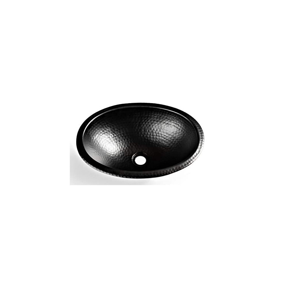 Monarch Abode 19103 Matte Black Hand Hammered Oval Drop-In Bathroom Sink (17 Inches) 633402191030