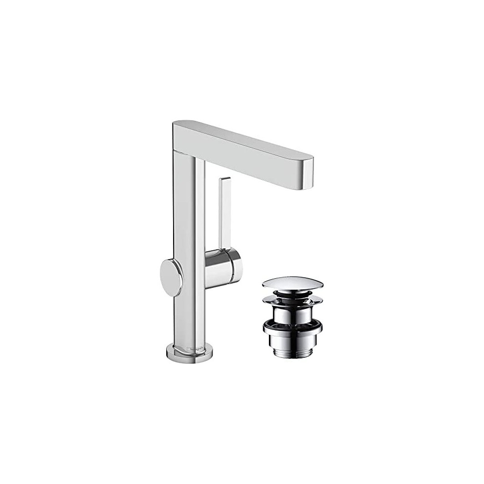 hansgrohe Finoris Basin Mixer Tap 230 with swivel spout and push-open waste set, chrome, 76060000