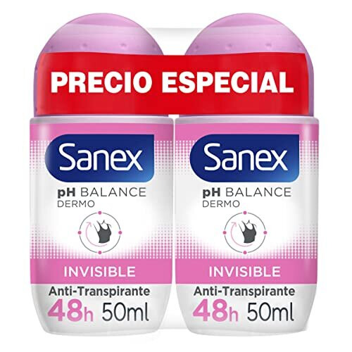Sanex Sanex Dermo Invisible Roll-On Deodorant, Pack of 2 pieces