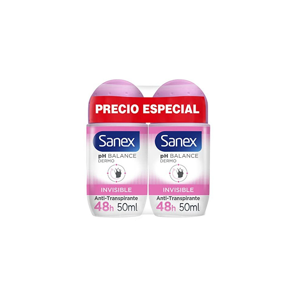 Sanex Dermo Invisible Roll-On Deodorant, Pack Of 2 Pieces