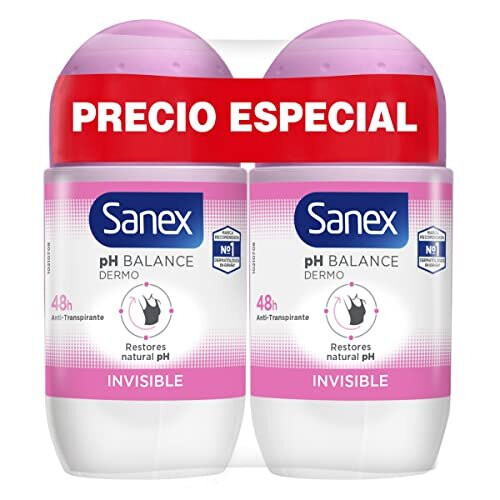 Sanex Sanex Dermo Invisible Roll-On Deodorant, Pack of 2 pieces 1