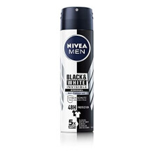 NIVEA MEN Black & White Invisible Deodorant Spray (150 ml), Antiperspirant with Anti-Stain Formula with 48h Protection and Nivea Men Care Co