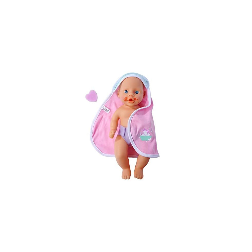 New Born Baby Bath Doll, Dirty Sparrow, Bathable Toy Doll, Full Vinyl, Colour Changing Function, Hooded Towel, with Sponge, 30 cm, from 3 Ye