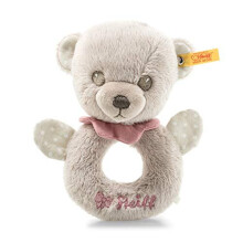 Steiff 241611 Hello Baby Lea Teddy Grasping Ring with Rattle in Box, Multicoloured