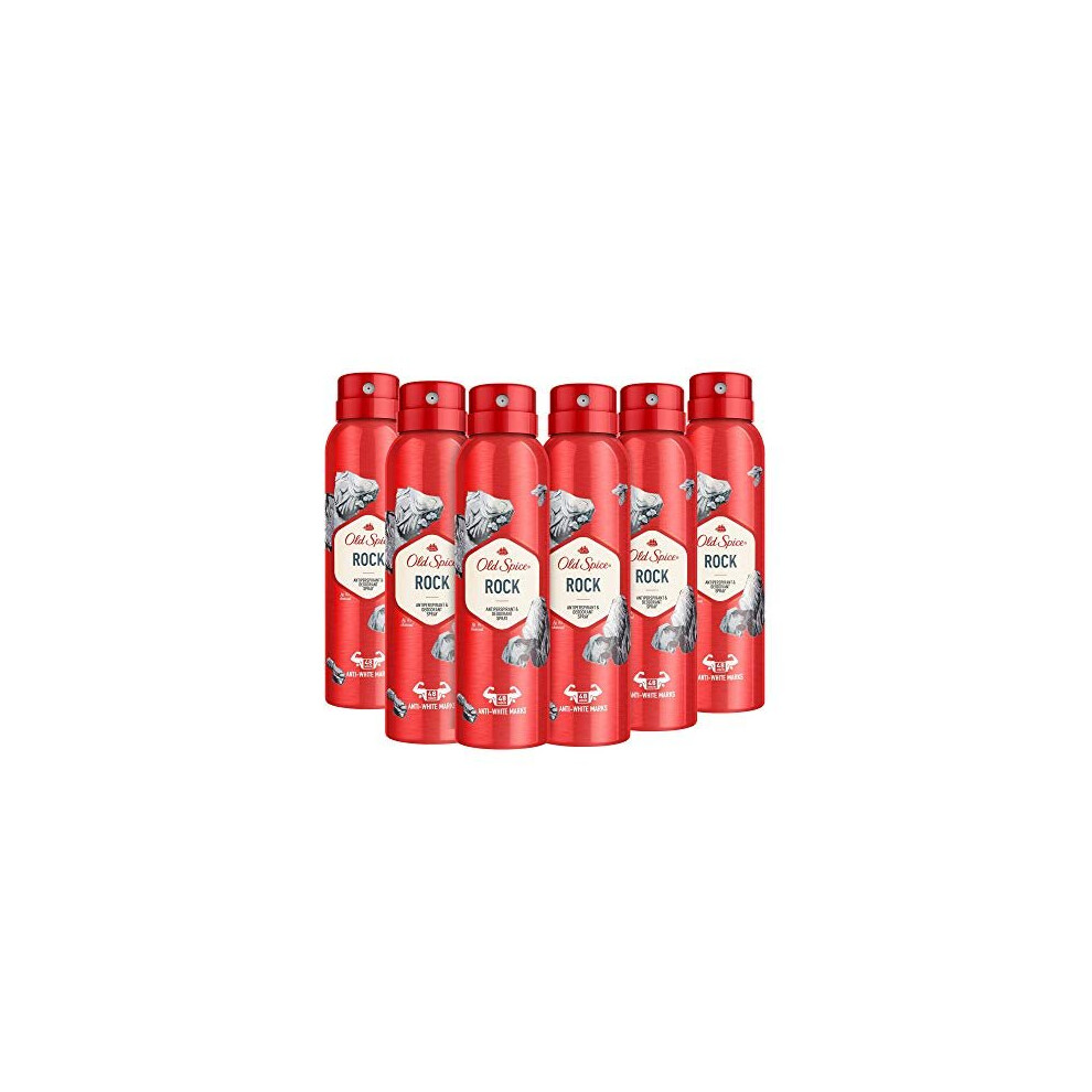 Old Spice Rock Antiperspirant and Deodorant Spray 150 ml, Pack of 6