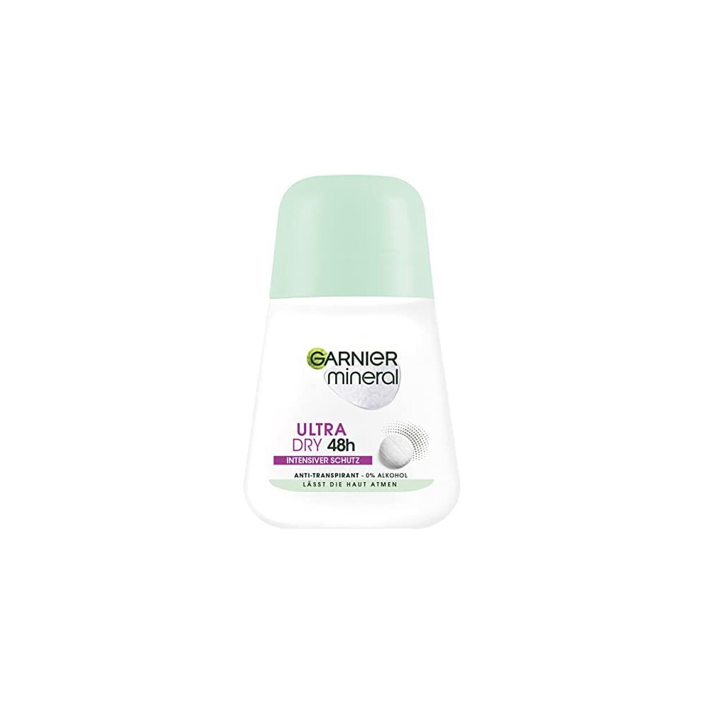 Garnier Antiperspirant Intensive Protection Against Body Odour & Underarm Moisture, Up to 48 Hours Effect, Mineral UltraDry, 1 x 50 ml