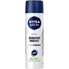 NIVEA MEN Anti-Perspirant Deodorant Spray Sensitive Protect Pack of 6 (6 x 150ml), Mens Antiperspirant Deodorant with 0% Alcohol, 48 Hour An