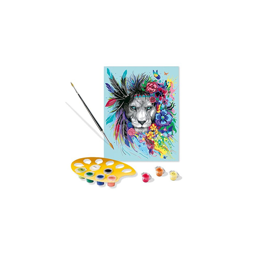 Ravensburger CreArt Boho Lion Paint by Numbers for Adults 12 Years Up - Painting Arts and Crafts Set - Home Decor Accessories
