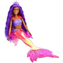Barbie Mermaid Power Barbie Brooklyn Roberts Mermaid Doll with Pet, Interchangeable Fins, Hairbrush & Accessories, Toy for 3 Year Olds & U
