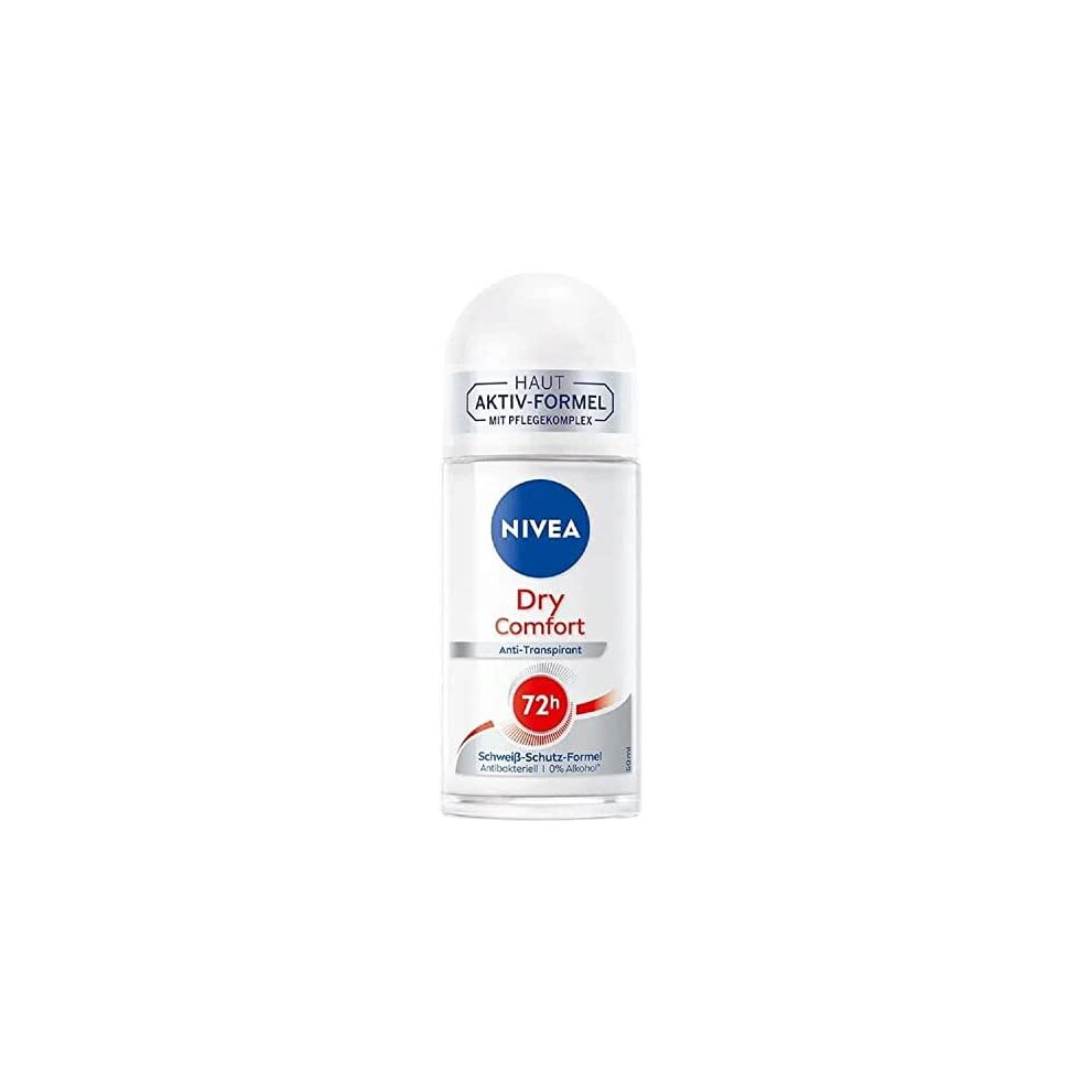 NIVEA Dry Comfort Roll-On Deodorant (50 ml), Re Antiperspirant with Minerals for Dry Skin Feeling, with 48h Protection and Dual Active Formu