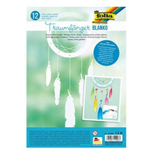 Folia 219399 Dream Catcher Blank Card Blank Pack of 12 Pre-Cut and Blank Dream Catcher Rings and Feathers for Painting and Decorating Yourself