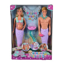 Simba 105733524 Steffi Love Mermaid Family Doll als zwangere zeemeermin met Kevin als zeemeerman met babybedje 29 cm Aankleedpoppen Speelgoedpoppen vo