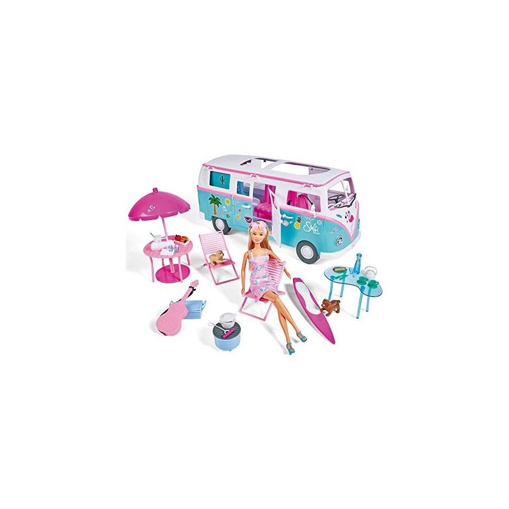 Simba 105733523 Steffi Love Hawaii Doll With Hinged Camper Includes Kitchen Seat Bed Table And Many Accessories Length 51 Cm 29 Cm Suitable