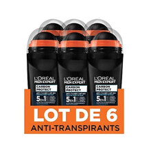 Men Expert L'Oreal Carbon Protect Ice Fresh - Men's Anti-Smudge Deodorant - 50 ml - Pack of 6