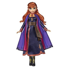 Disney Frozen Singing Anna Doll in Purple and Black Dress - Sings "The Next Step" from Frozen 2; Lights Up, Ages 3+