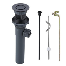 WOWOW Bathroom Drain Assembly Stopper with Lift Rod for Bathroom Faucet Vanity Sink Pop-Up Drain Stopper Assembly with Lift Rod and Overflow Blac