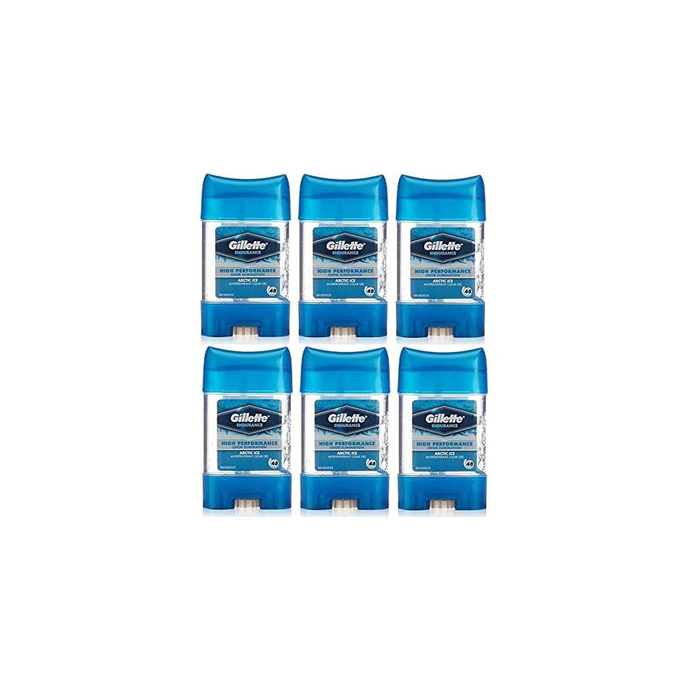 6 x Gillette Endurance Antiperspirant Clear Gel 70ml - Arctic Ice