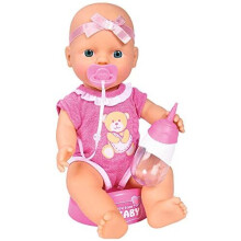 Simba 105030069 New Born Baby Doll, Full Vinyl Doll with Drinking and Weting Function, with Birth Certificate and Accessories, 4 Pieces, 30